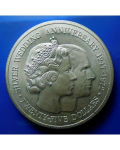Cayman Islands 	25 Dollars	1972	25th Anniversary of the Marriage of Queen Elizabeth II and Prince Philip 