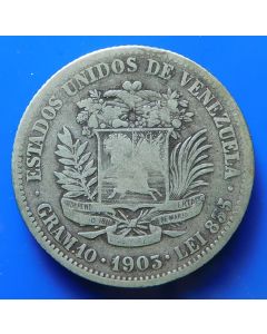 Venezuela  2 Bolivares1903 Y# 23  Schön#28