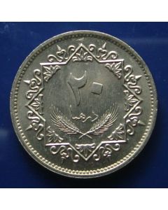 Libya, Republic 	 20 Dirhams	1975	  - unc