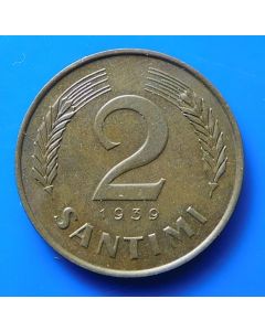  Latvia 2 Santimi1939 km# 11.2    Schön# 11.2 