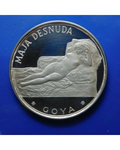 Equatorial Guinea 	100 Pesetas	1970	 Goya,s Naked Maja – fineness stamp abve N of Guinneanas