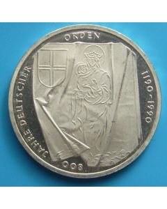 Germany-Federal Republic 	 10 Mark	1990	 80th Ann. The Teutonic Order – Silver / Proof