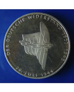 Germany-Federal Republic 	 10 Mark	1994	 Attempt on Hitlers Life, July 20 – 1944 – Silver