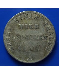 German States  Preussen 4 Groschen 1818A km# 394