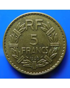France  5 Francs1940 km#  888a1  Schön# 28 
