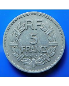 France  5 Francs 1945Ckm#  888b3 