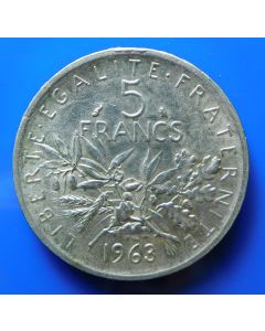 France  5 Francs1963 km#  926 Schön# 69 Silver
