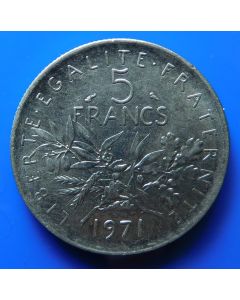 France  5 Francs1971 km#  926a1  Schön# 70