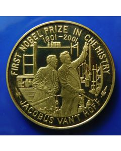 Korea  	 Won	2001	 First Nobel Prize Winner in Chemistry, Jacobus Van’t Hoff- Brass / Proof 