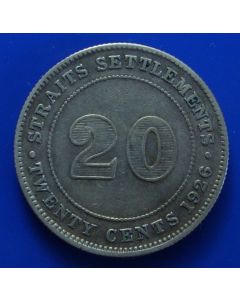 Straits Settlements  20 Cents1926 km# 30b 