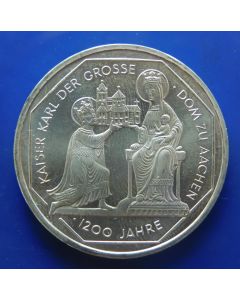 Germany-Federal Republic 	 10 Mark	 2000G	 1200th Ann. Founding of the Church in Aachen by Charlemagne – Silver
