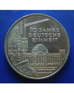 Germany-Federal Republic 	 10 Mark	 2000D	 10th Ann. Of Reunification – Silver