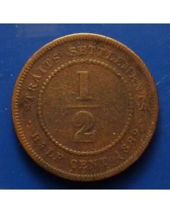 Straits Settlements  ½ Cent1889 km# 15