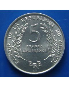 Burundi  5 Francs1971 km# 16   Schön# 27
