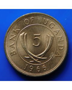Uganda 	 5 Cents	1966	 Crossed tusks