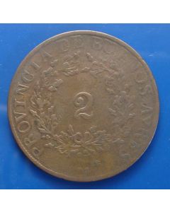 Argentina 	 2 Reals	1854	 - provinciaal - Beunos Aires