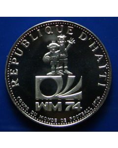 Haiti 	 25 Gourdes	1973	 - World soccer Logo - Proof / Silver