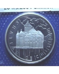 Switzerland	 20 Francs	2004	 Chillon Castle and reflection - Proof / Silver