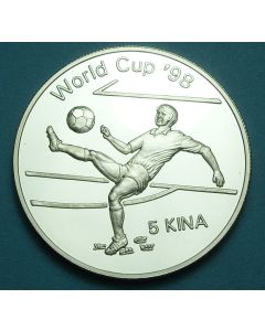 Papua New Guinea 	 5 Kina	1998	 Soccer player - Silver