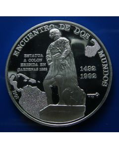 Carib.C.	 10 Pesos	1991	 - Statue of Columbus at Cardenas - Silver / Proof