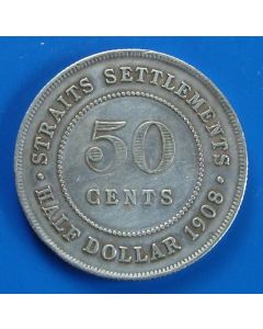 Straits Settlements  50 Cents1908 km# 24