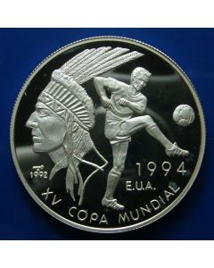 Carib.C.	10 Pesos	1992	- Soccer , thin characters - Silver / Proof
