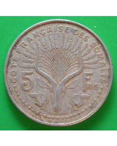 French Somaliland  5 Francs1965km# 10 