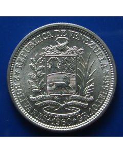 Venezuela  2 Bolivares1960 Y# A37  Schön#46 Silver - UNC