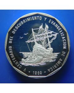 Dominican Republic  Peso	1989	Landing of Colombus' Ships – Silver / Proof