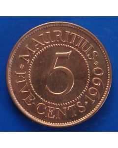 Mauritius  5 Cents1990km# 52 