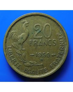 France  20 Francs 1950B km#  916.2 4plumes 