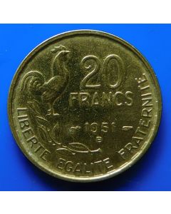 France  20 Francs 1951B km#  917.257