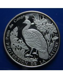 Congo Republic 	500 Francs	1992	 - Congolese Peacock - Proof / Silver (low mintage)