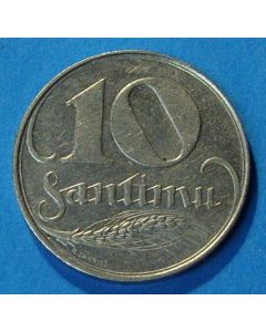 Latvia 10 Santimi1922 km# 4    Schön# 4