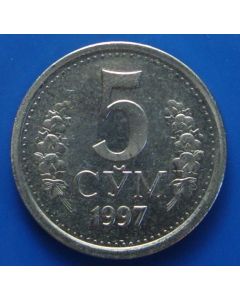 Uzbekistan 5 Som1997km# 9  Schön# 8   unc