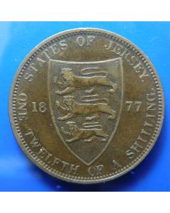 Jersey 1/12 Shilling 1877  km# 8 - VICTORIA  D.G. BRITANNIAR