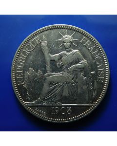 French Indo-China 	Piastre	1905	 Marianne seated left  