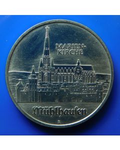 Germany Democratic Republic 	 5 Mark	1989	 Marien Kirche in Muhlhausen