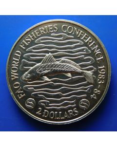 Liberia  2 Dollars	1983	F.A.O. –  Word Fisheries Conference 1983-84 / unc