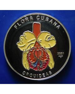 Carib.C.	 10 Pesos	2001	  Silver / Yellow Orchid