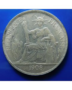 French Indo-China, 	Piastre	1908 -	 marianne to left  