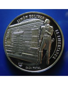 Carib.C.	 10 Pesos	2001	 Silver / Bolivar standing at his birthplace