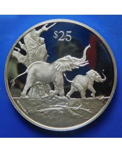 British Virgin Islands 	25 Dollars	1993	 Silver / Proof – African Elephants