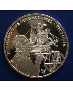 Carib.C.	 10 Pesos	2003	 - Ferdinand Magellan, ship, and astrolab - Silver / Proof