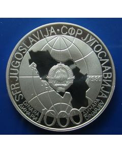 Yugoslavia 	 1000 Dinara	1980	 - Silver / Proof - Tito's Death (zm)