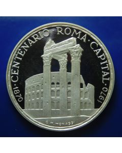 Equatorial Guinea 	150 Pesetas	1970	 The Colosseum and three columns ruin of the Temple of Vespasian and Titus at the Roman Forum.