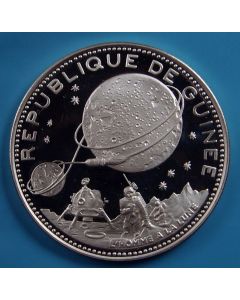 Guinea 	 250 Francs	1969	 - 10th Ann. Of Independence / Lunar Landing (with silver mark)