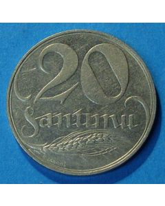 Latvia 20 Santimi1922 km# 5   Schön# 5