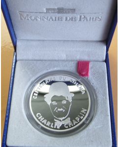 France 	 100 Francs	1994	 - Charlie Chaplin - Silver / Proof /  delivered with Box