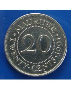 Mauritius  20 Cents1991km# 53
